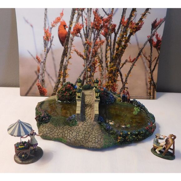 Thomas Kinkade Hawthorne Village "Lamplight Bridge" Three Piece Set - Picture 3 of 13